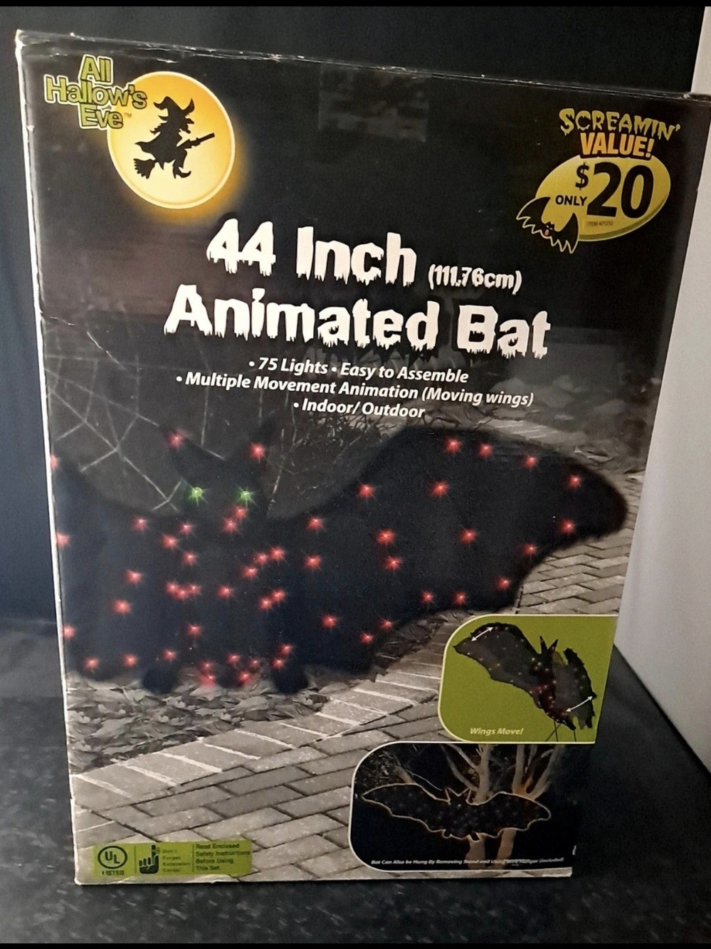 44-Inch Animated Bat Halloween Decoration - With 75 Lights